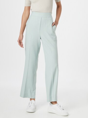 SECOND FEMALE Flared Trousers with creases 'Primula' in Green: front