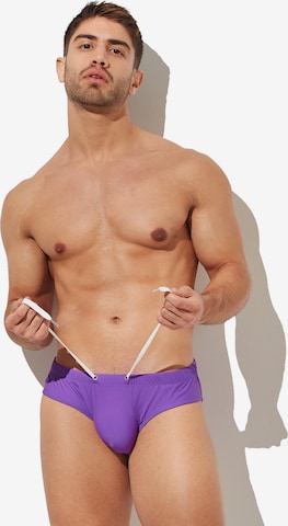 BIMONI Athletic Swim Trunks in Purple: front