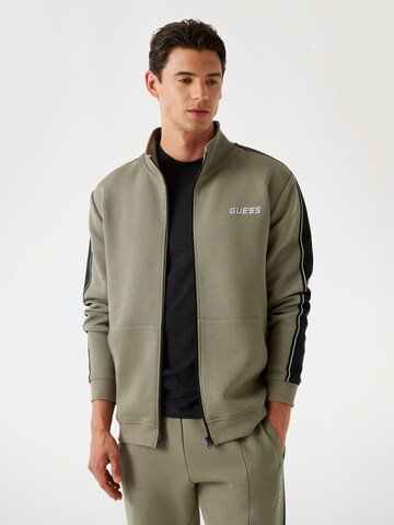 GUESS Athletic Zip-Up Hoodie 'Mickey' in Green: front