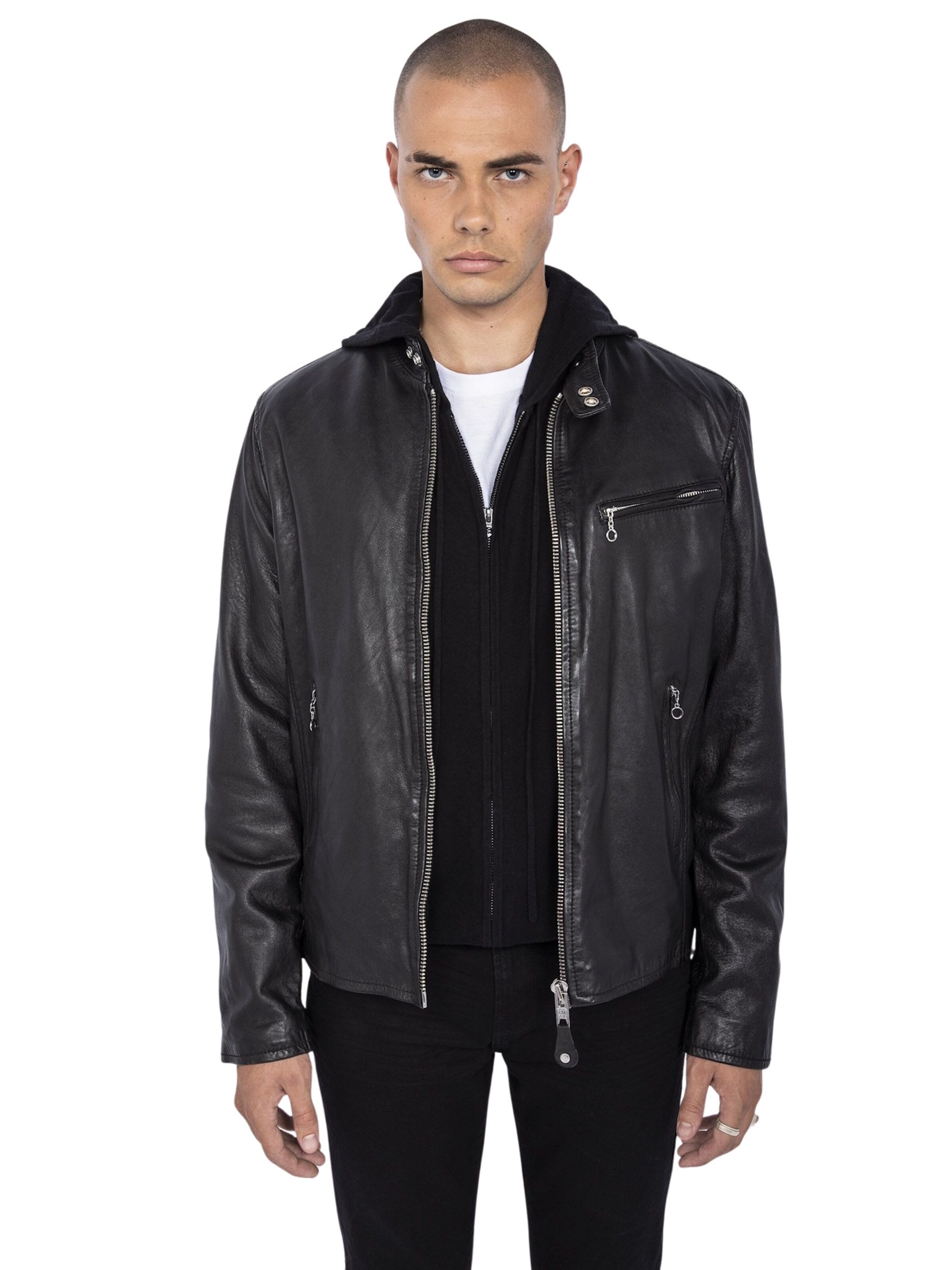 Veste mi-saison Schott NYC en noir : devant