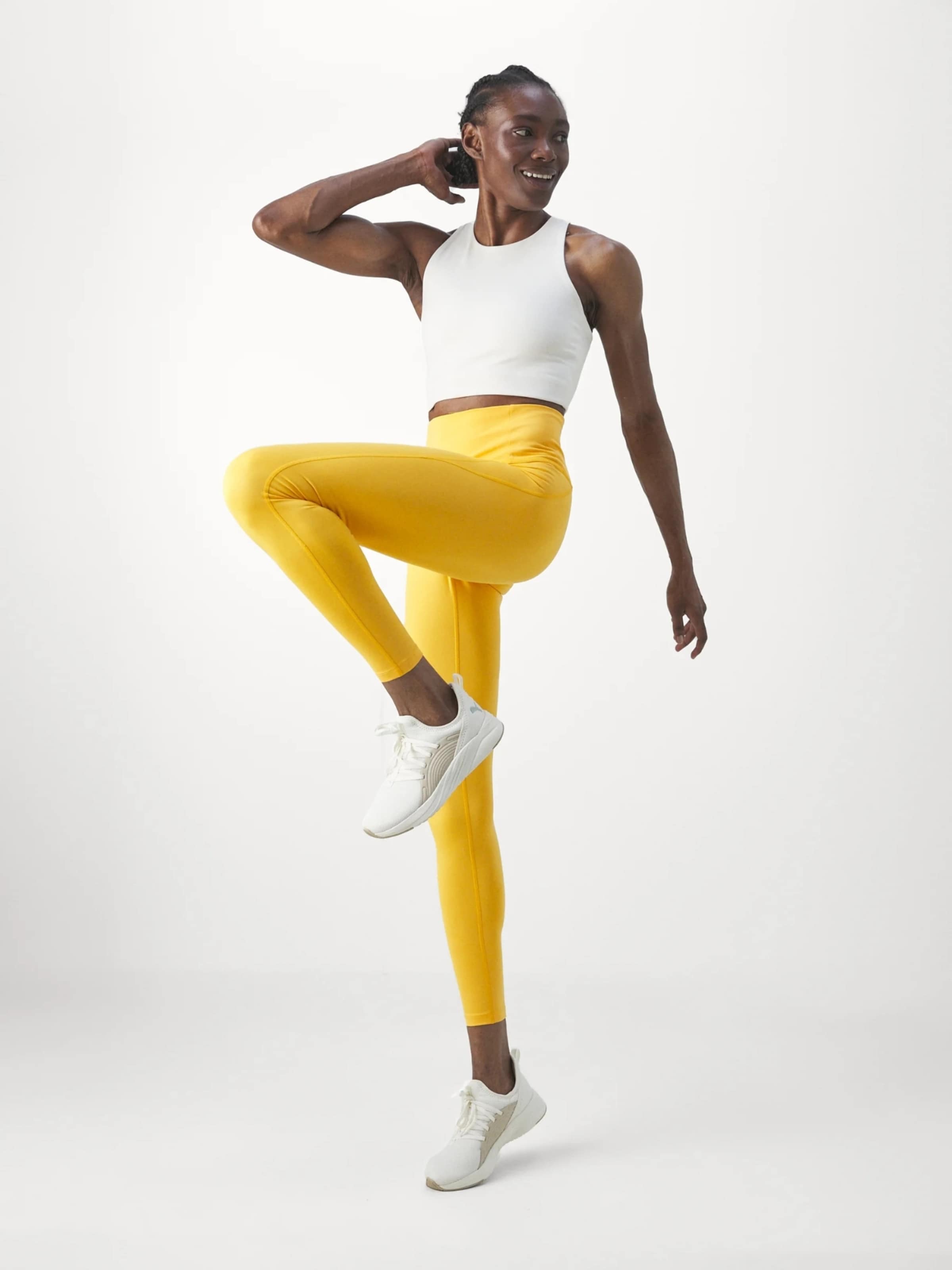 Leggins Giallo Waist Leggings Fluorescenti Leggings Yellow