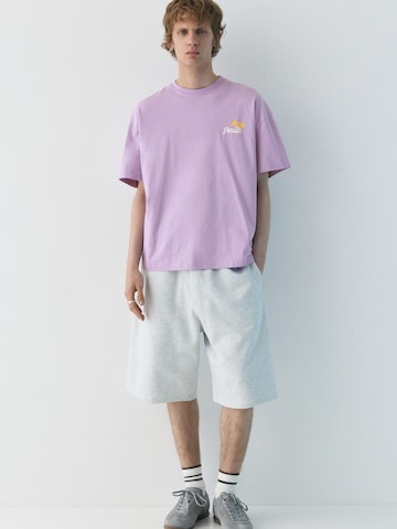 Pull&Bear Shirt 'STWD COMMUNITY REFRESH' in Purple