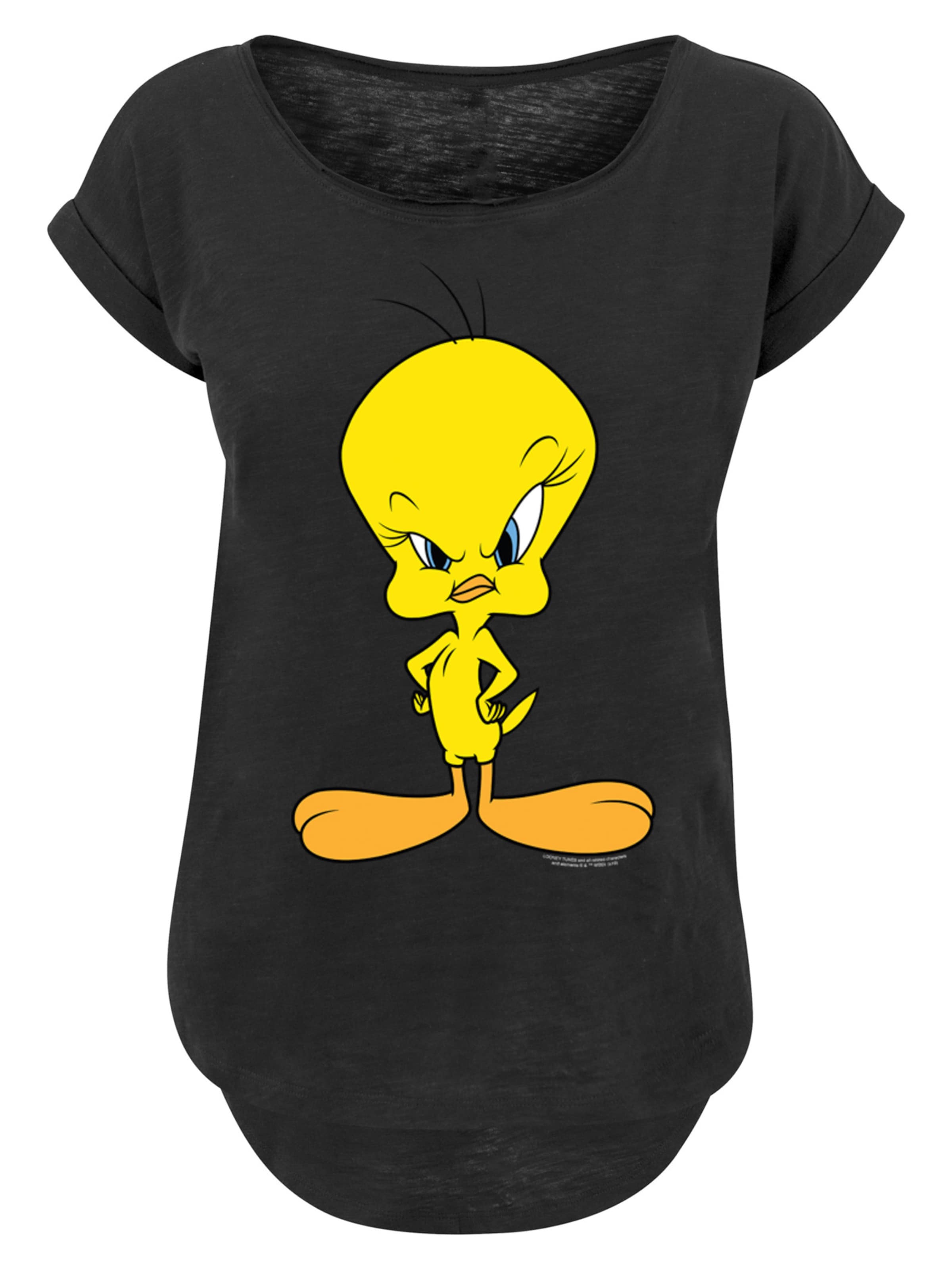 F4NT4STIC Shirt 'Looney Tunes Angry Tweety' in de kleur Gemengde kleuren / Zwart, Productweergave
