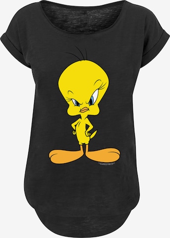 F4NT4STIC Shirt 'Looney Tunes Angry Tweety' in Zwart: voorkant