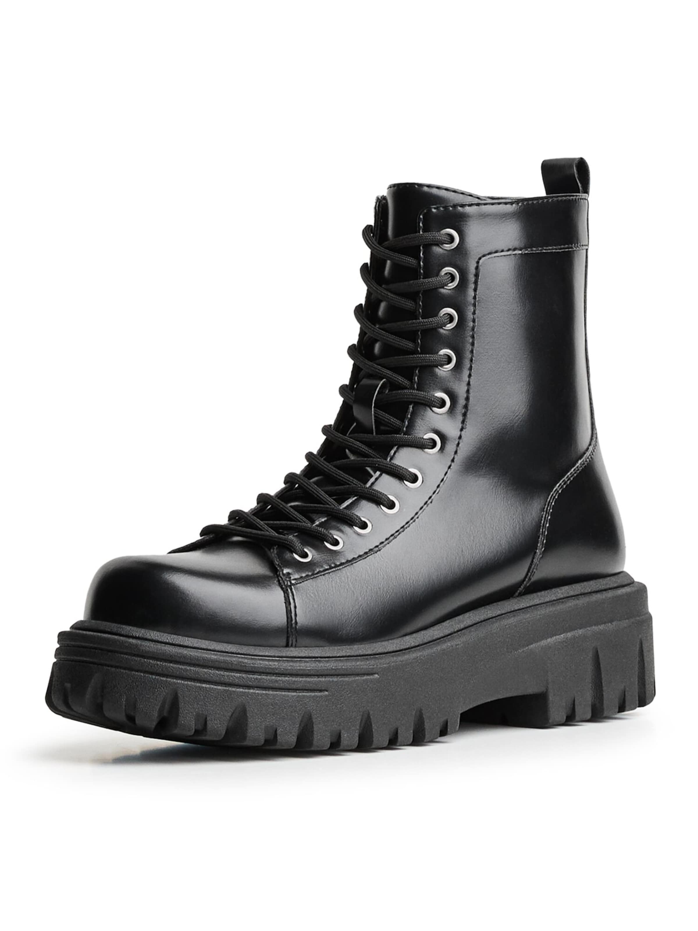 Bershka Schnürboots in Schwarz: Vorderseite