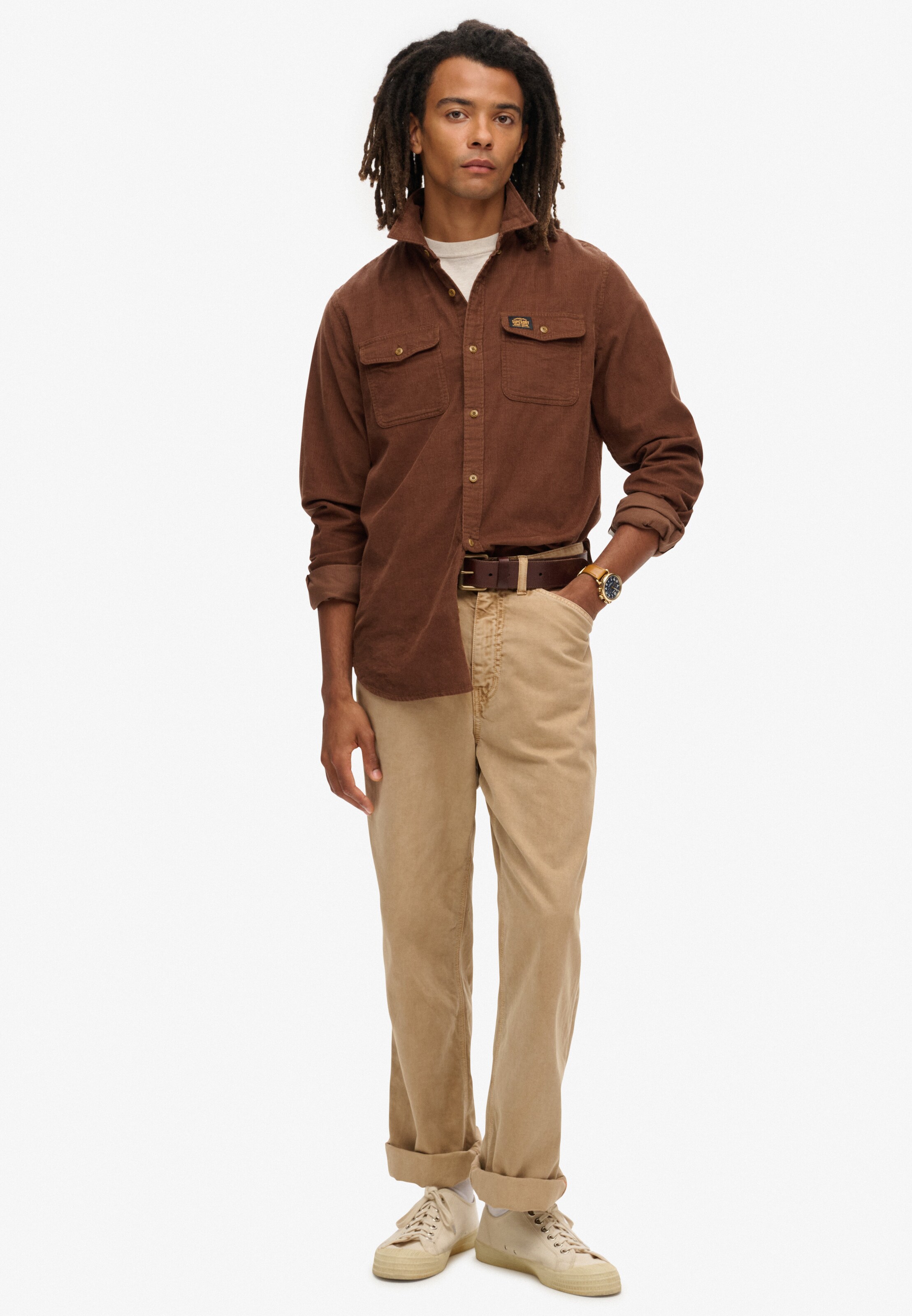 Superdry Regular fit Button Up Shirt 'Trailsman' in Brown