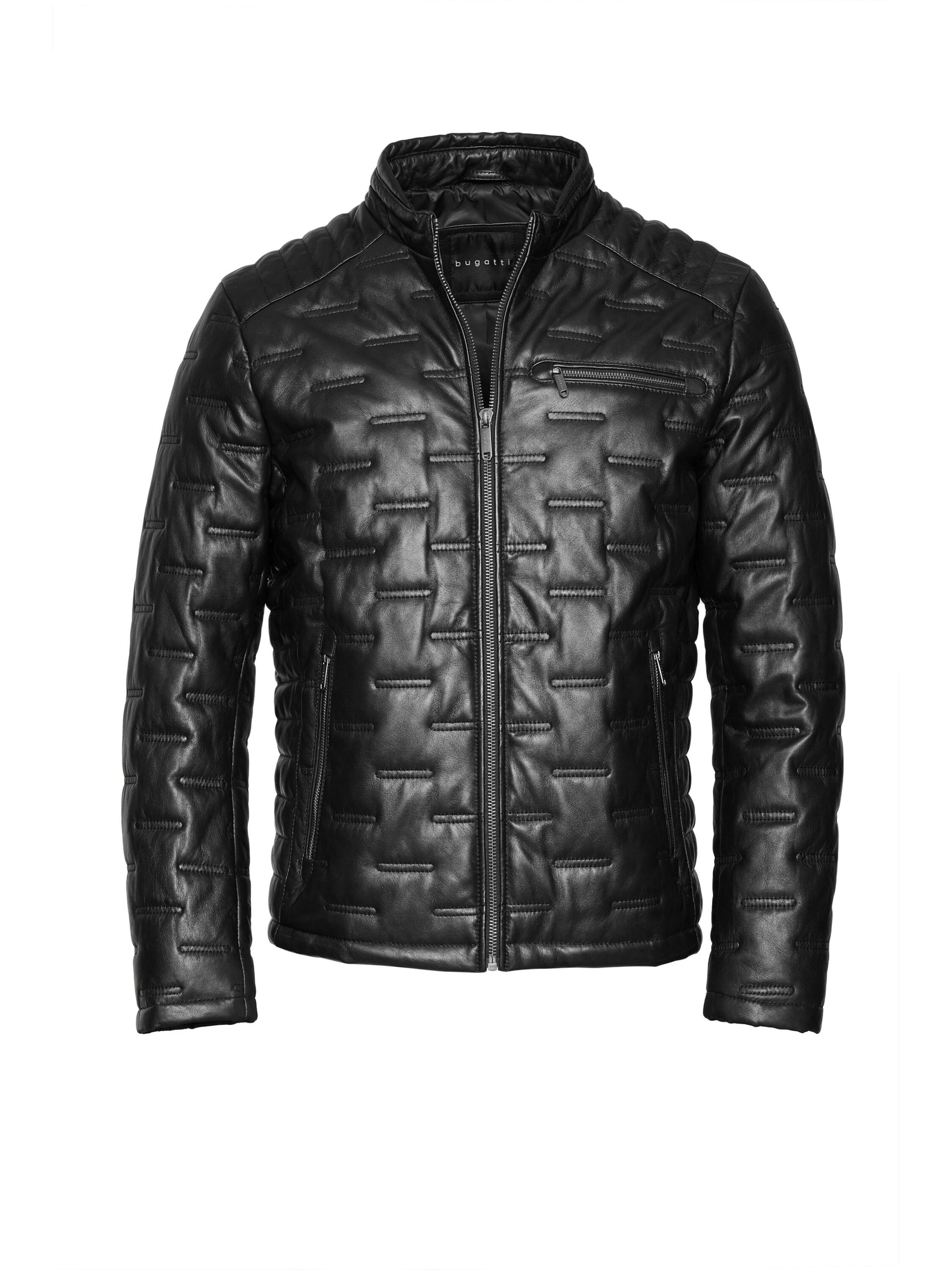 bugatti Lederjacke 'Sandro' in Schwarz: Vorderseite