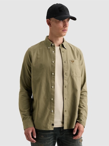 PME Legend Regular fit Button Up Shirt 'Oxford shirt with garment-dye wash and button-down collar' in Green: front