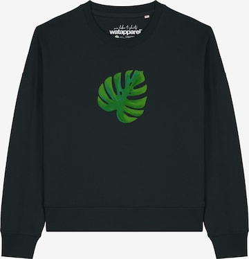 Watapparel Sweatshirt 'Monstera 2.0 ' in Schwarz: Vorderseite