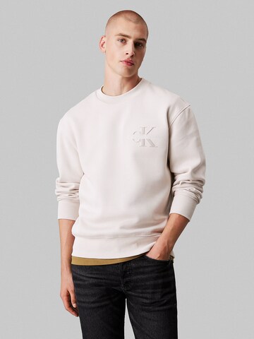 Calvin Klein Jeans Sweatshirt in Wit: voorkant