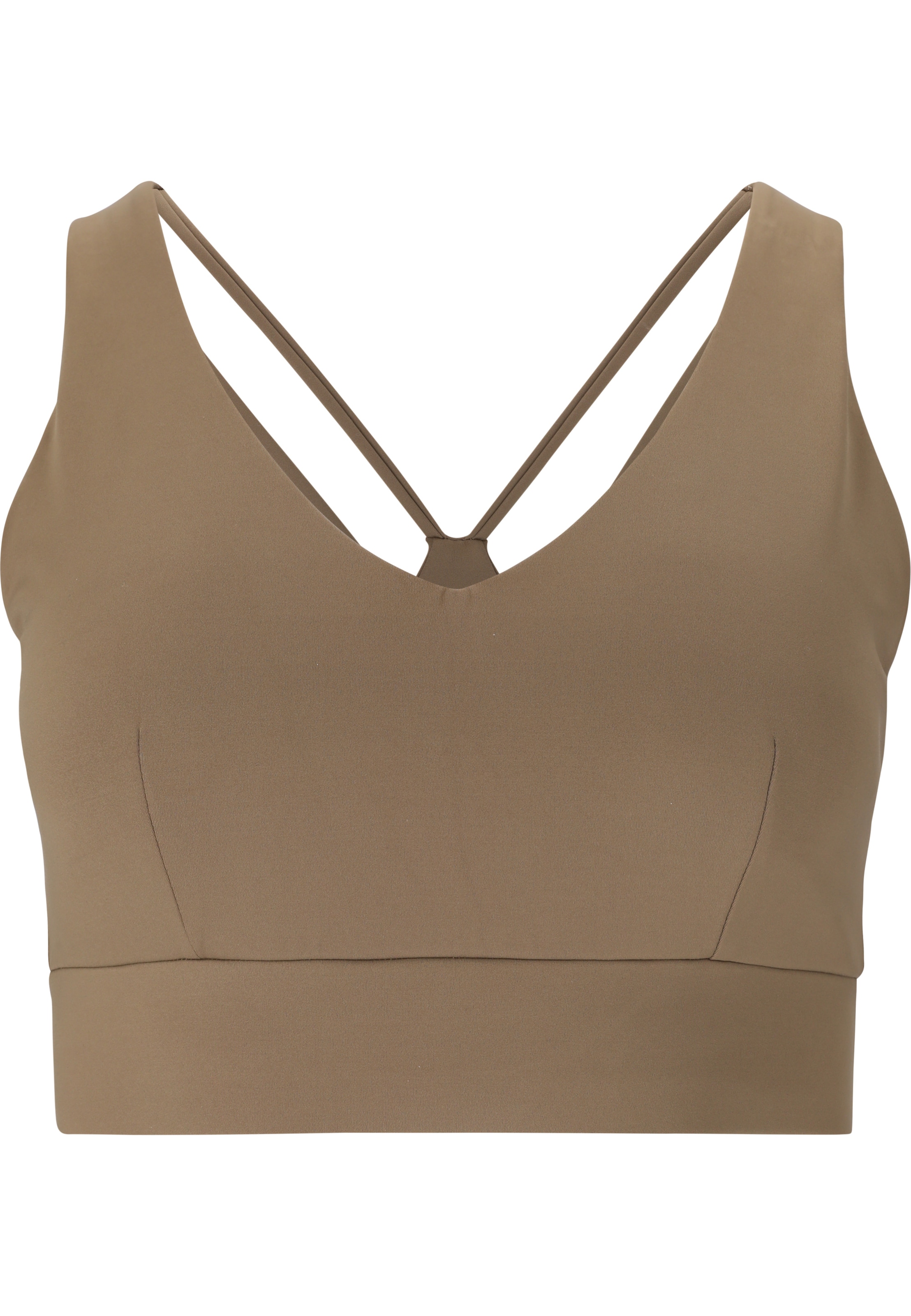 Athlecia Õlapaelteta topp Spordirinnahoidja 'Dilraba', värv pruun: eest vaates