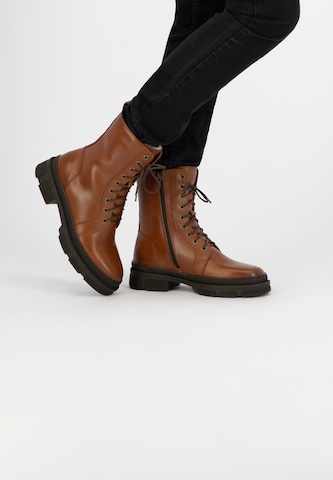 Mysa Lace-Up Ankle Boots 'Aster ' in Brown: front