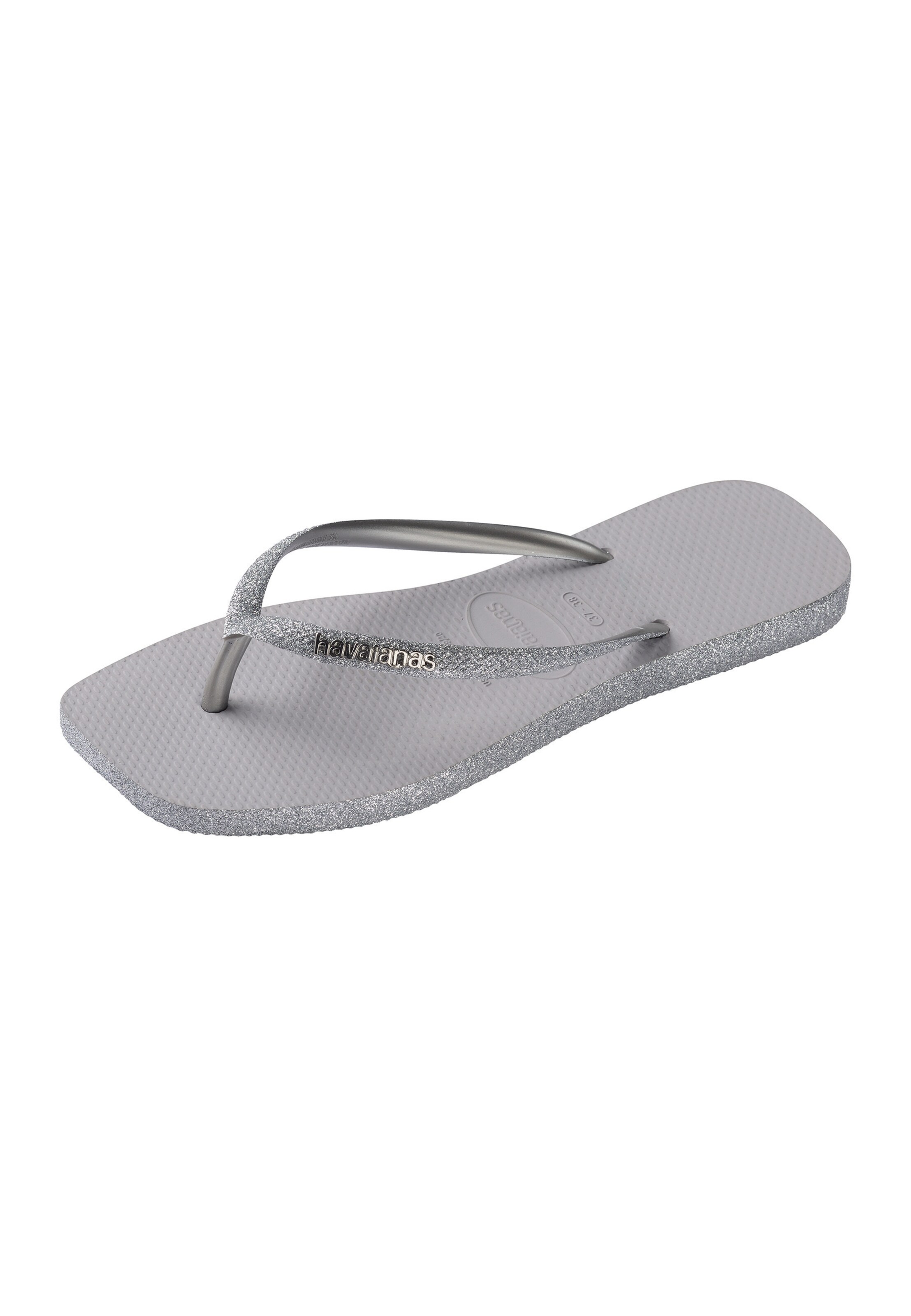 HAVAIANAS - Chinelos de dedo 'Slim Square Sparkle' em cinzento: frente