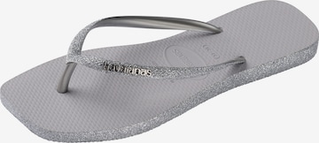 HAVAIANAS - Chinelos de dedo 'Slim Square Sparkle' em cinzento: frente