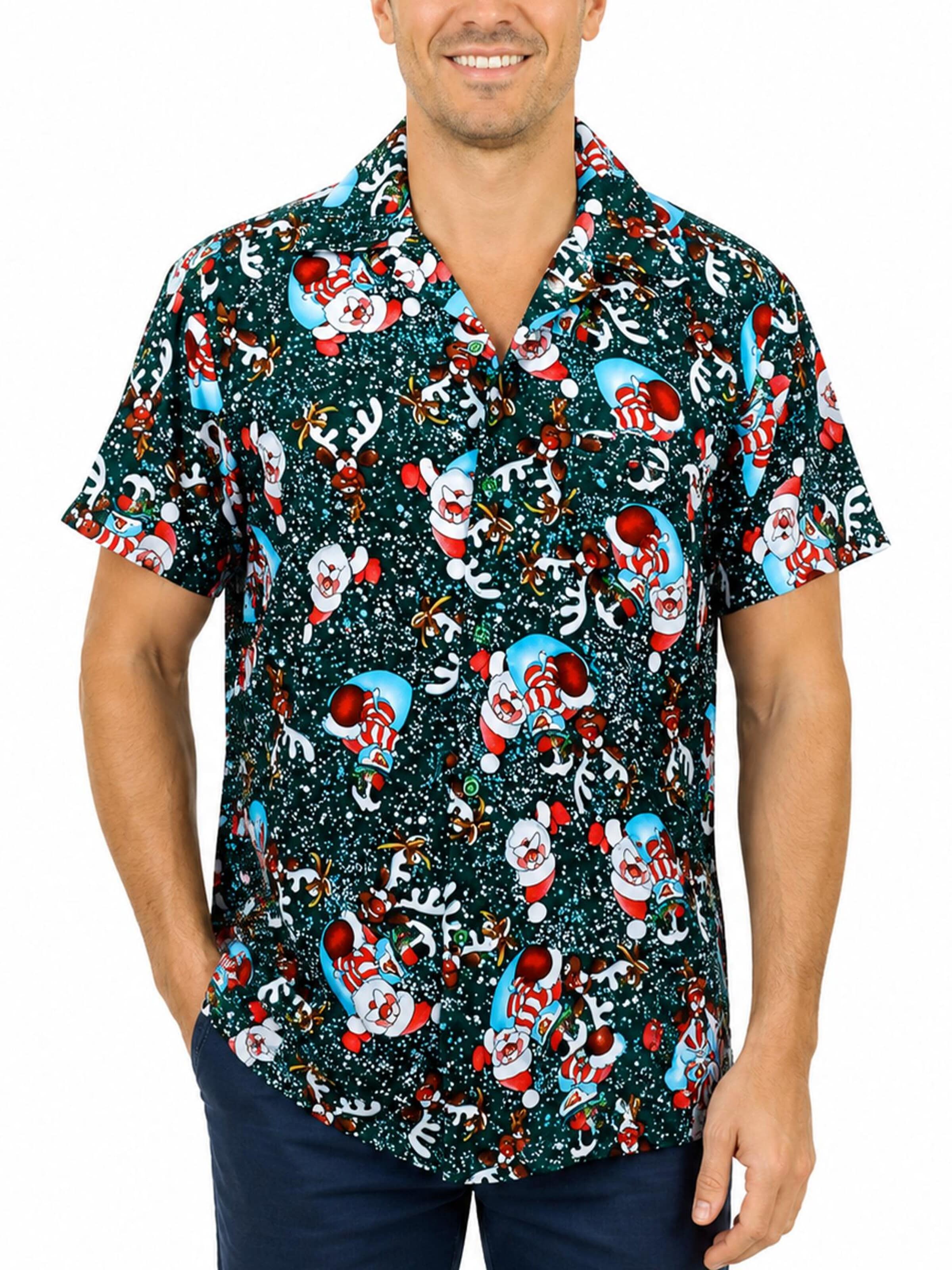 Regular fit Camicia 'Christmas Snowflakes' di King Kameha in verde