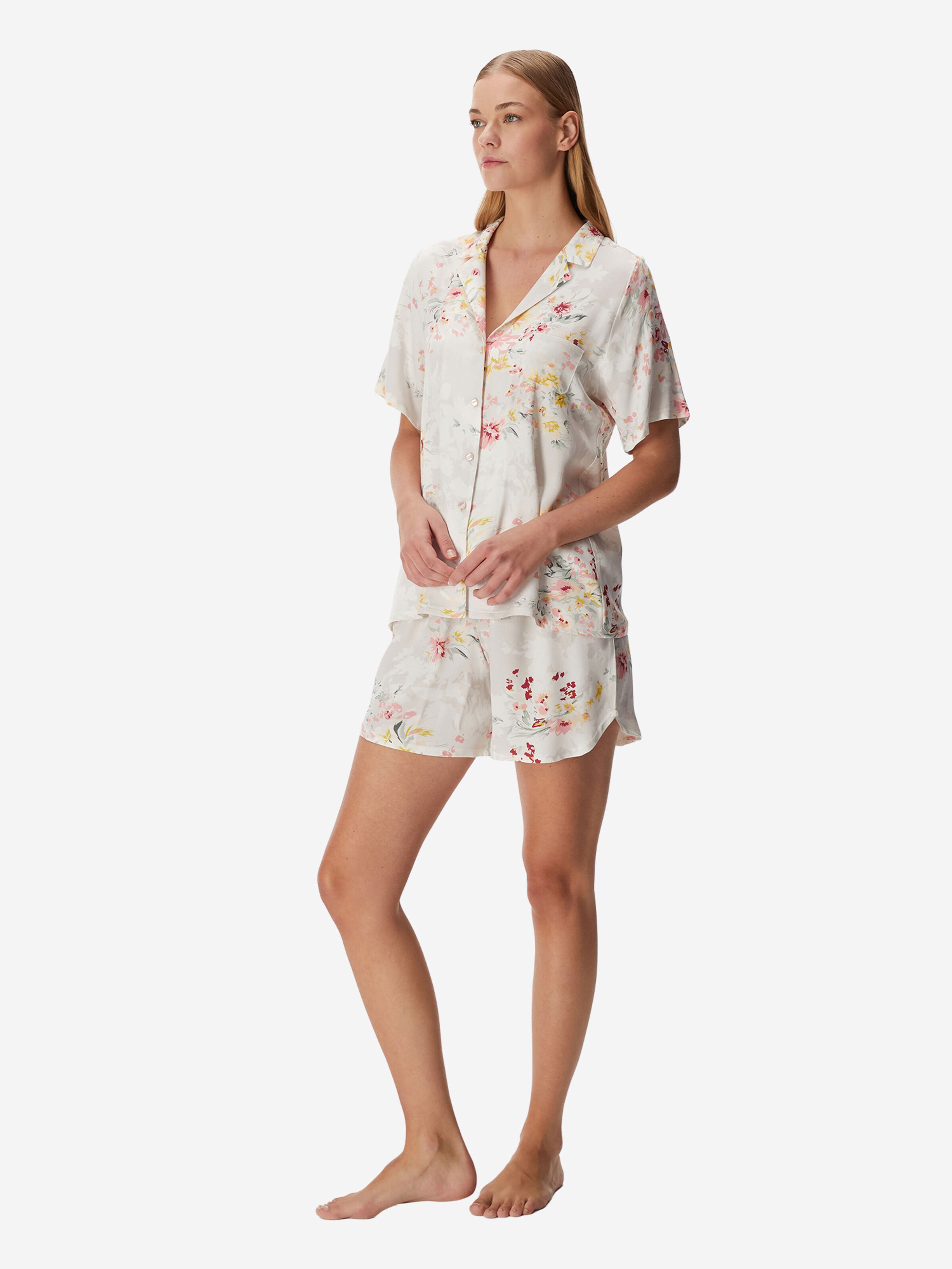 Goldenbay - Pijama de pantalón corto ' Blossom ' en rosa: frente