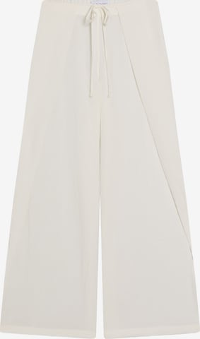 Wide Leg Pantalon Bershka en blanc : devant