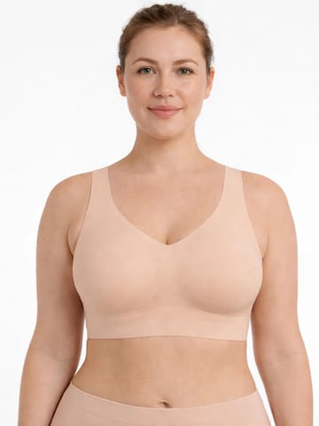 SkinMe T-shirt Podprsenka 'Bezešvá podprsenka tvarující záda' – béžová: přední strana