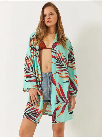 Bianco Lucci Kimono in Groen: voorkant