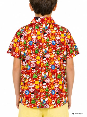 King Kameha Regular Fit Hemd 'Christmas Allover'‌‌‌‌‌‌‌ in Rot
