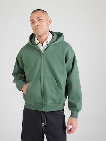 WEEKDAY - Sudadera con cremallera en verde: frente