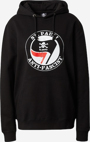 Bluză de molton 'Anti Fascist' de la FC St. Pauli pe negru: față