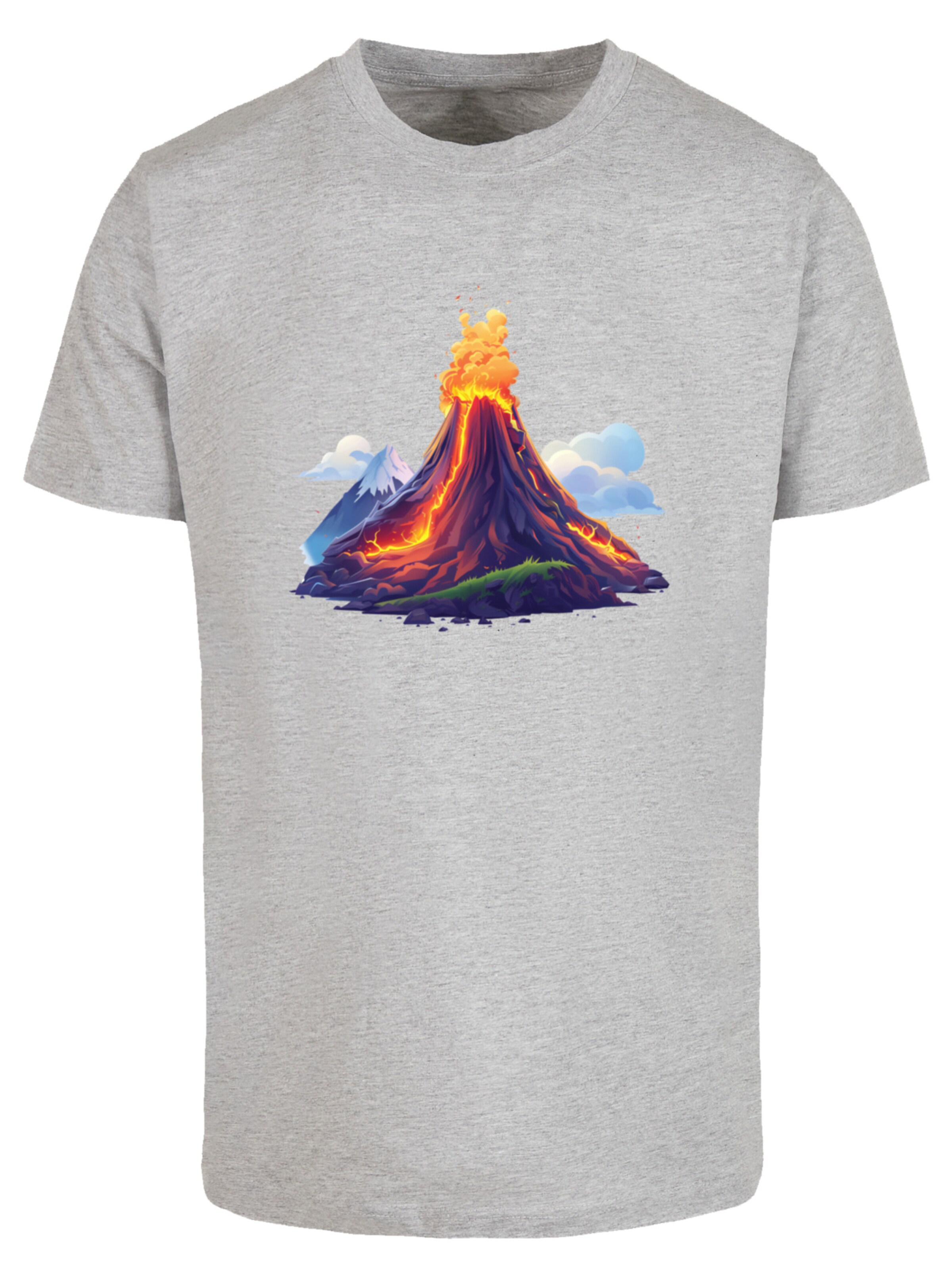 T-Shirt 'Volcano Eruption Illustration' F4NT4STIC en gris : devant