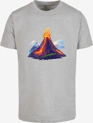 T-Shirt 'Volcano Eruption Illustration' F4NT4STIC en gris : devant