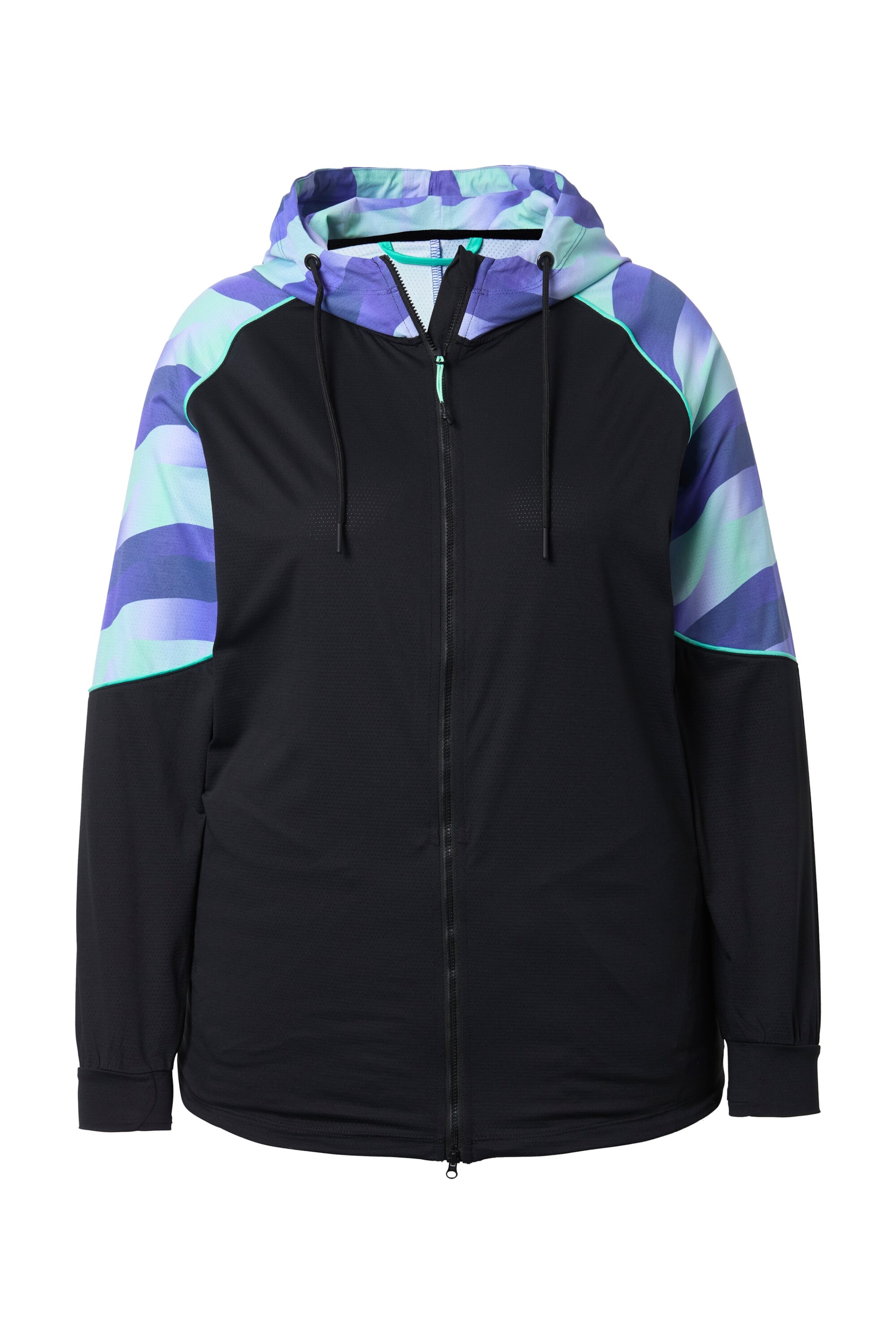 Ulla Popken Sweatjacke in Schwarz: Vorderseite