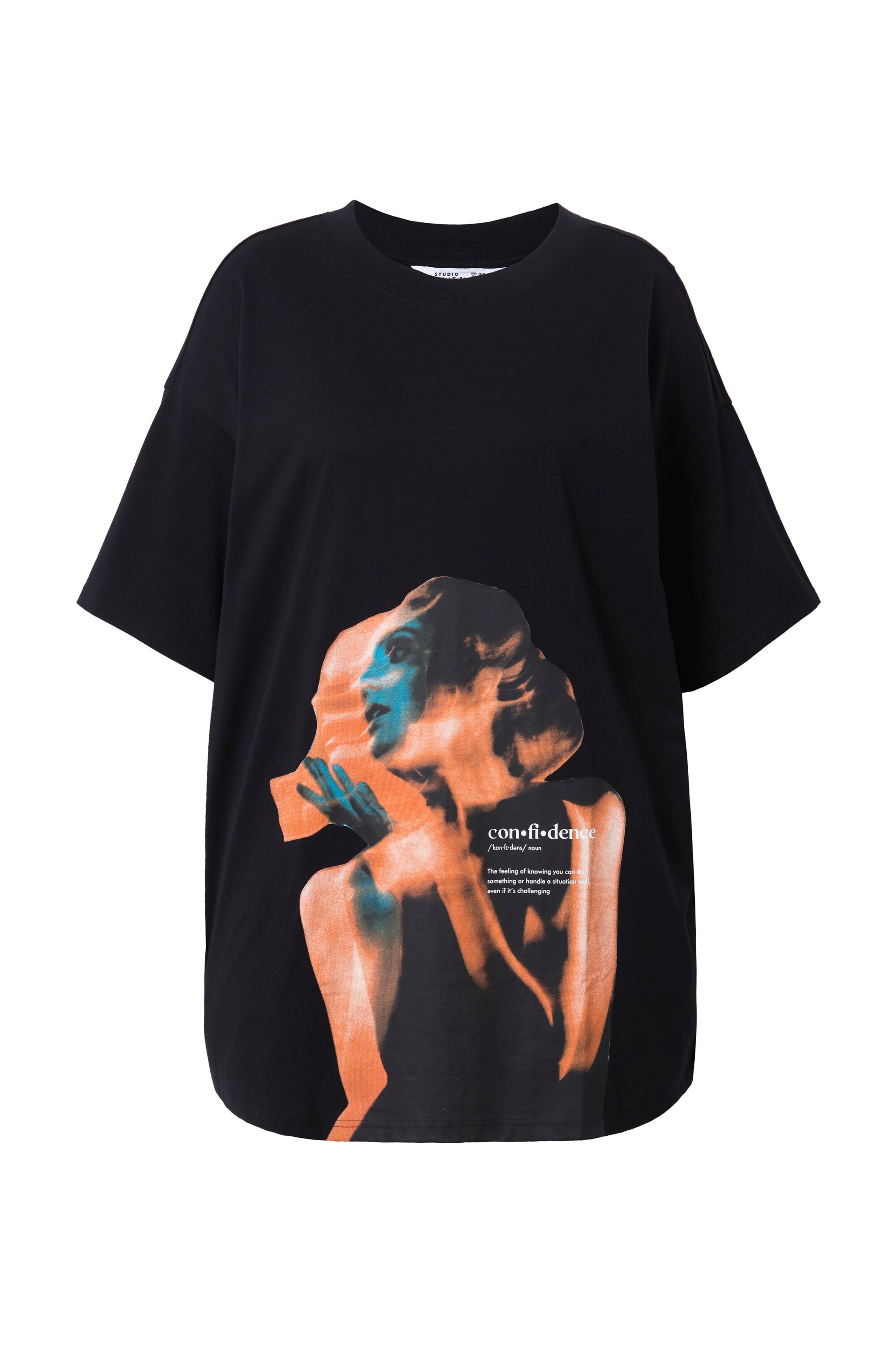 Studio Untold Oversizeshirt in blau / orange / schwarz / weiß, Produktansicht