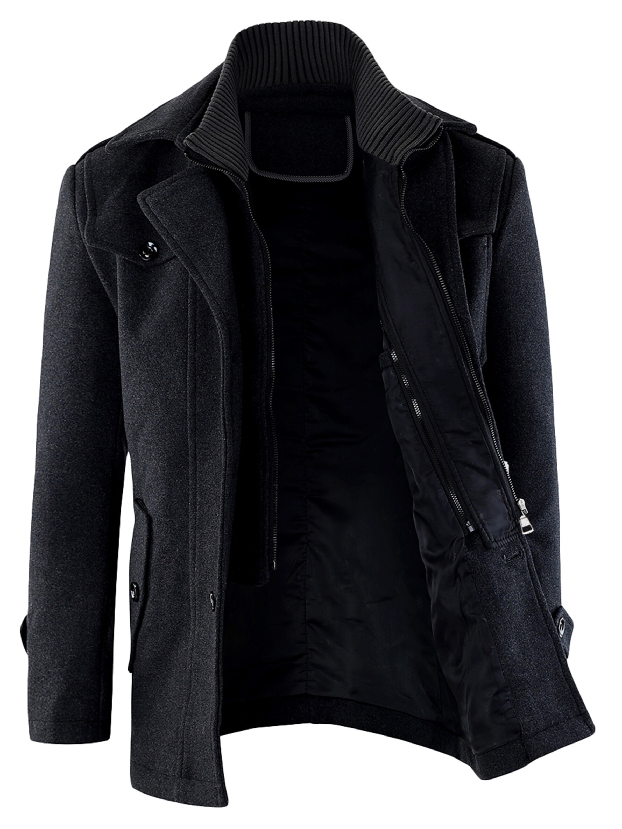 YOUTHUP Winter Coat 'Reverslinie' in Black