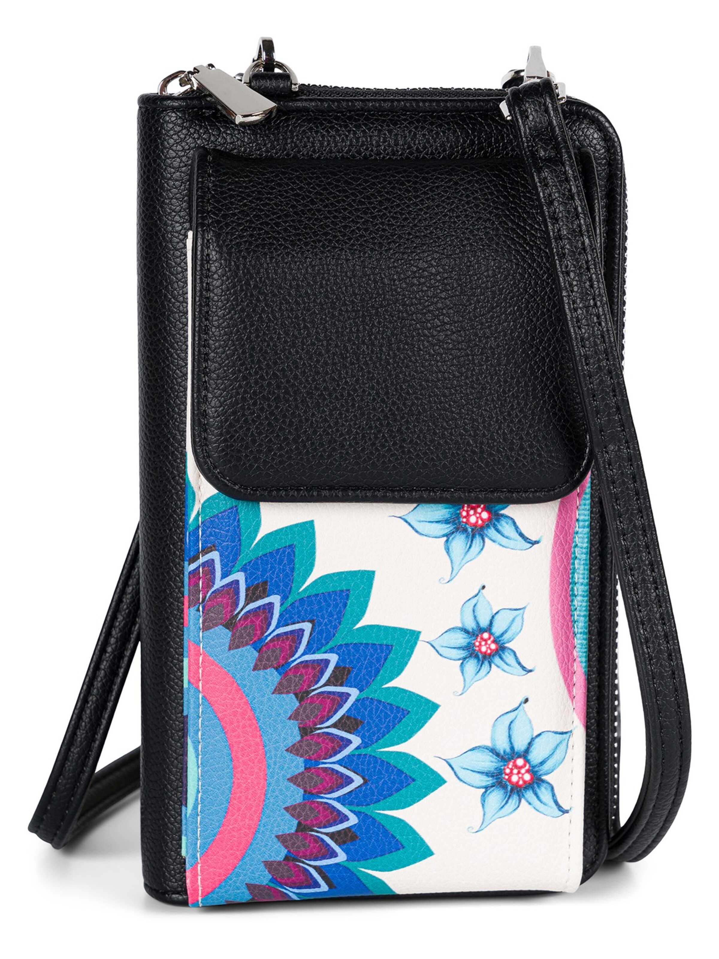 styleBREAKER Umhängetasche 'Mini Bag Ethno Blumen Blüten - RFID Schutz'‌‌‌‌‌‌‌‌ in Mischfarben: Vorderseite