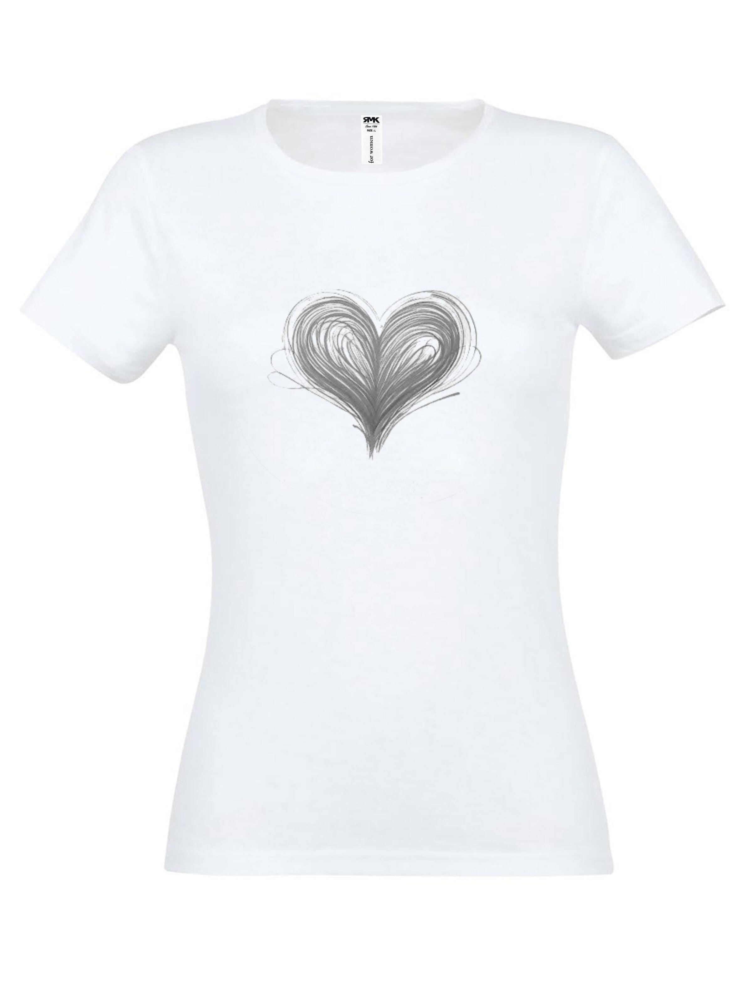 RMK Shirt 'Basic Rundhals Herz' in White: front