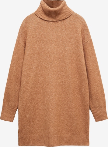 MANGO Knitted dress 'TALDORA' in Brown: front