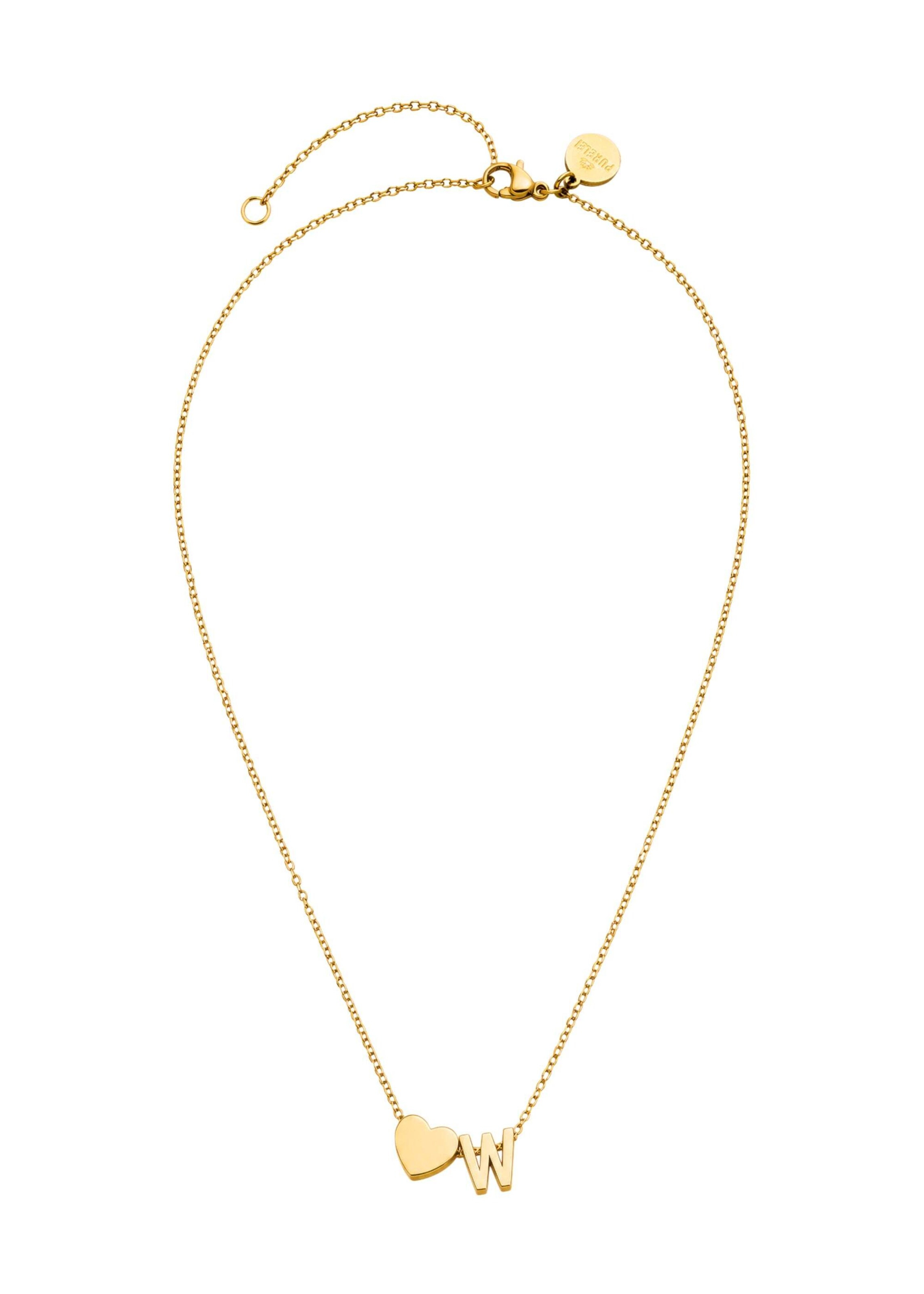 PURELEI - Cadena 'Letter Heart W' en oro: frente