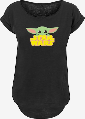 F4NT4STIC Shirt 'Star Wars The Mandalorian Baby Yoda' in Zwart: voorkant