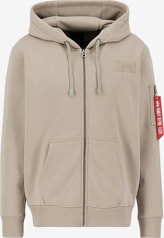 ALPHA INDUSTRIES Zip-Up Hoodie in Beige: front