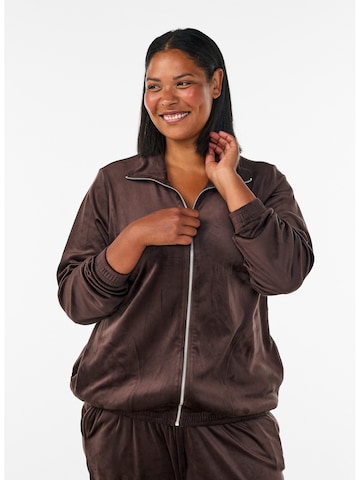 Zizzi Sweatjacke in Braun: Vorderseite