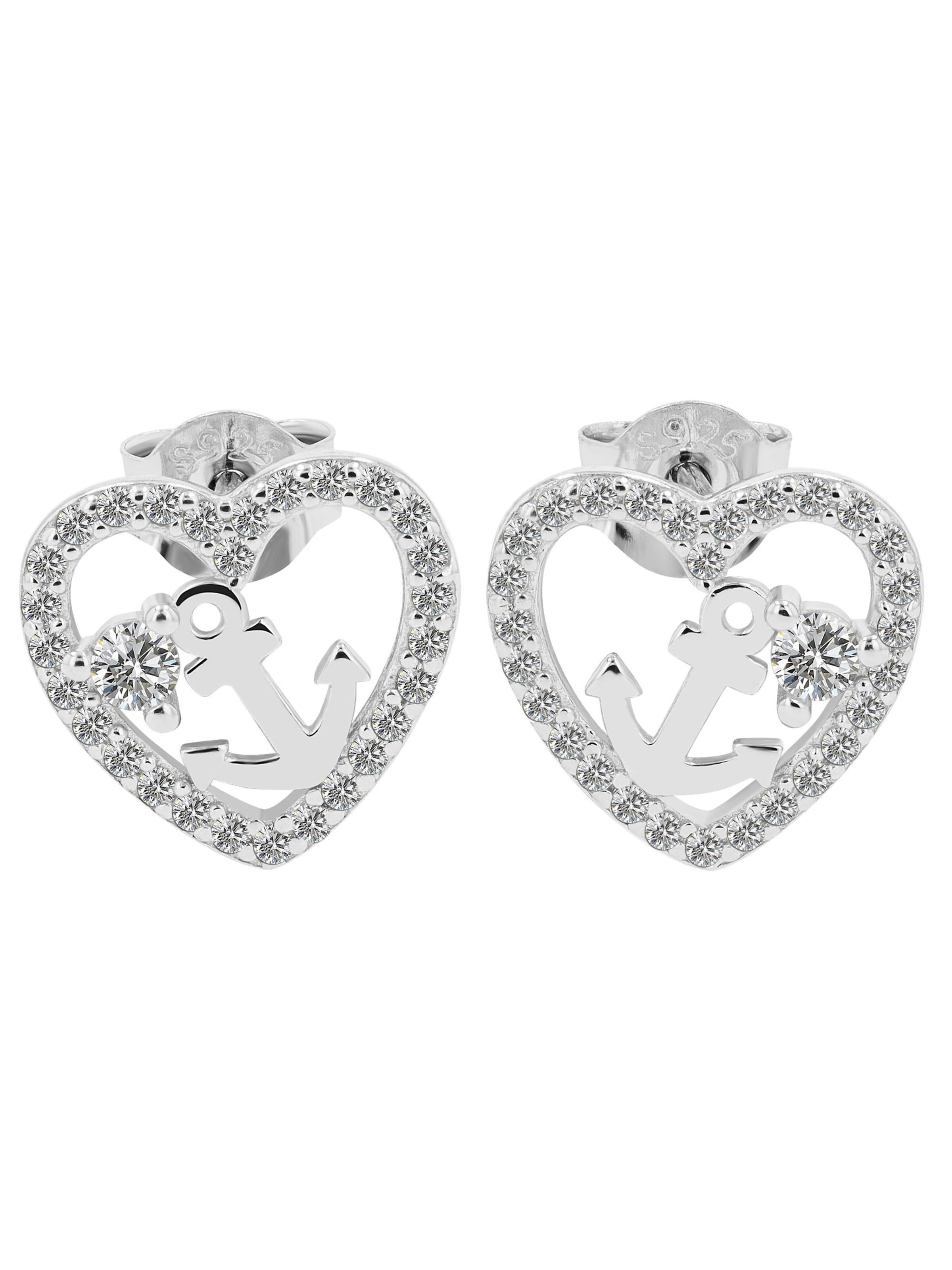 Akzent Earrings '"Yveline" aus 925 Sterlingsilber, rhodiniert, langlebig' in Silver: front