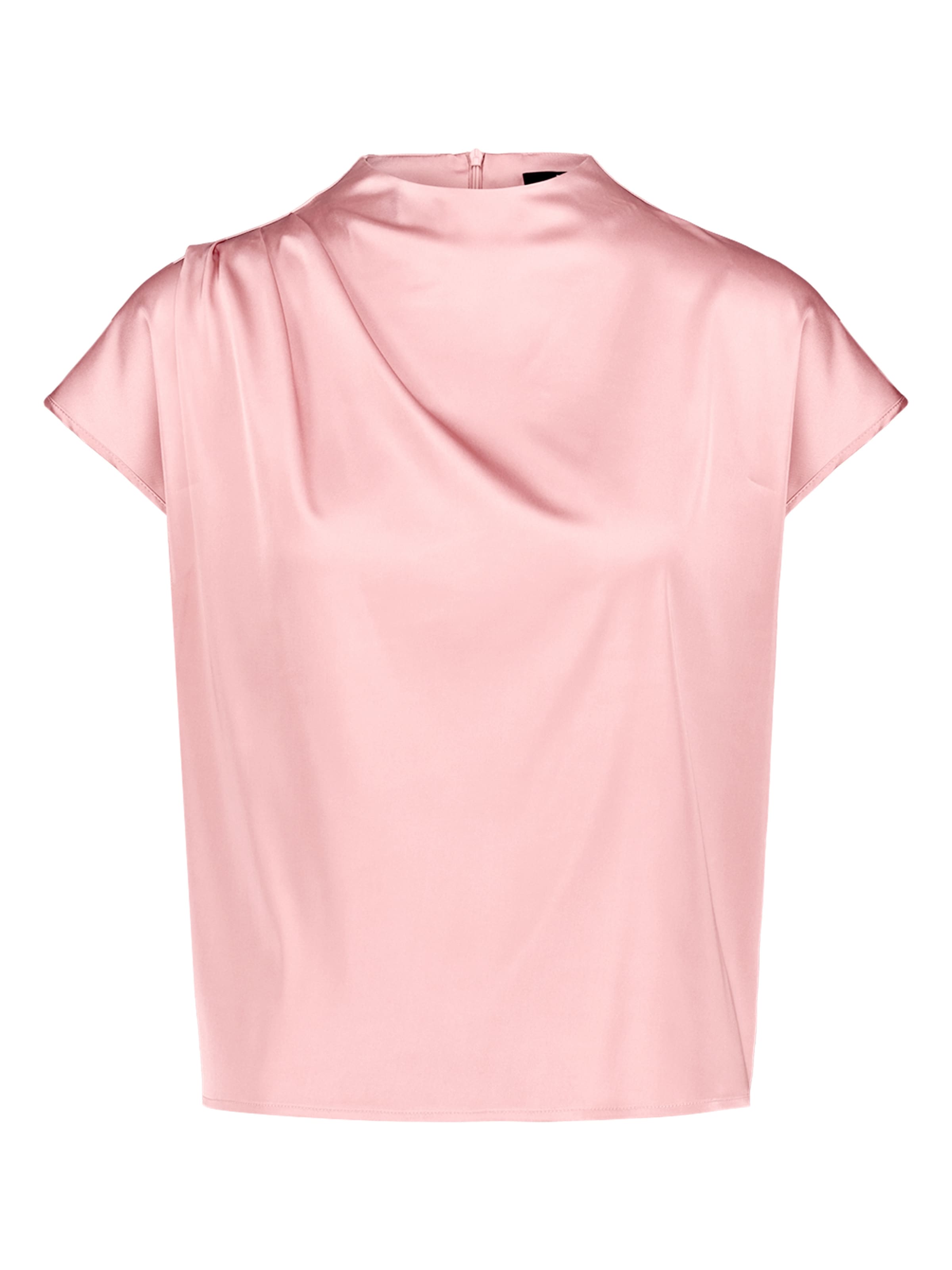 zero Satin-Bluse mit Kragen in Pink: Vorderseite