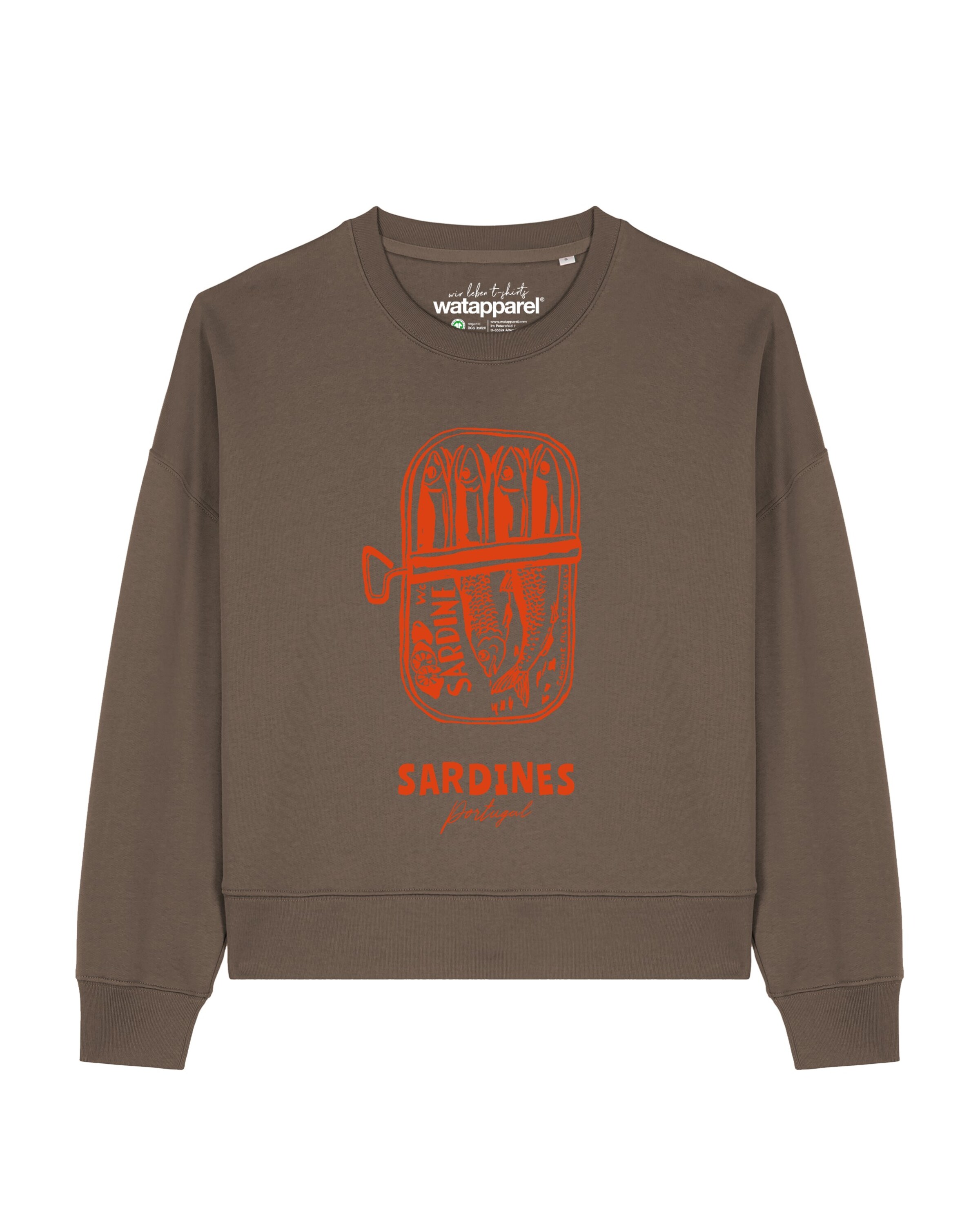 Watapparel Sweatshirt 'Sardines Portugal' in Brown: front
