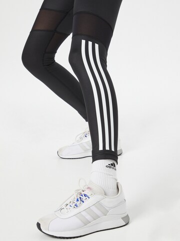 ADIDAS SPORTSWEAR Skinny Športne hlače 'Hyperglam 3-Stripes' | črna barva