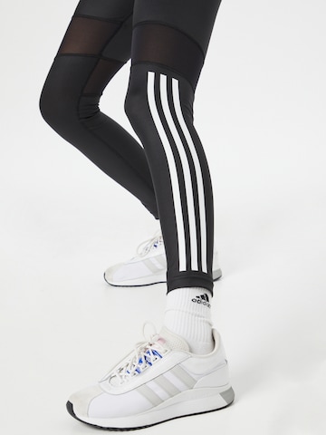 ADIDAS SPORTSWEAR Skinny Workout Pants 'Hyperglam 3-Stripes' in Black