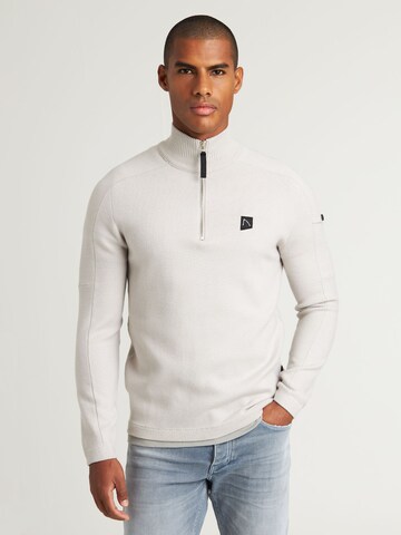 CHASIN' Sweater 'Oscar Half-Zip' in Grey: front