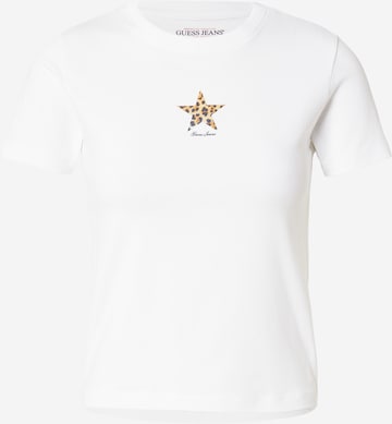 GUESS JEANS Koszulka 'CHEETAH STAR' w kolorze biały: przód