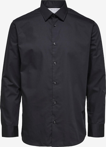 Coupe slim Chemise 'Ethan' SELECTED HOMME en noir : devant