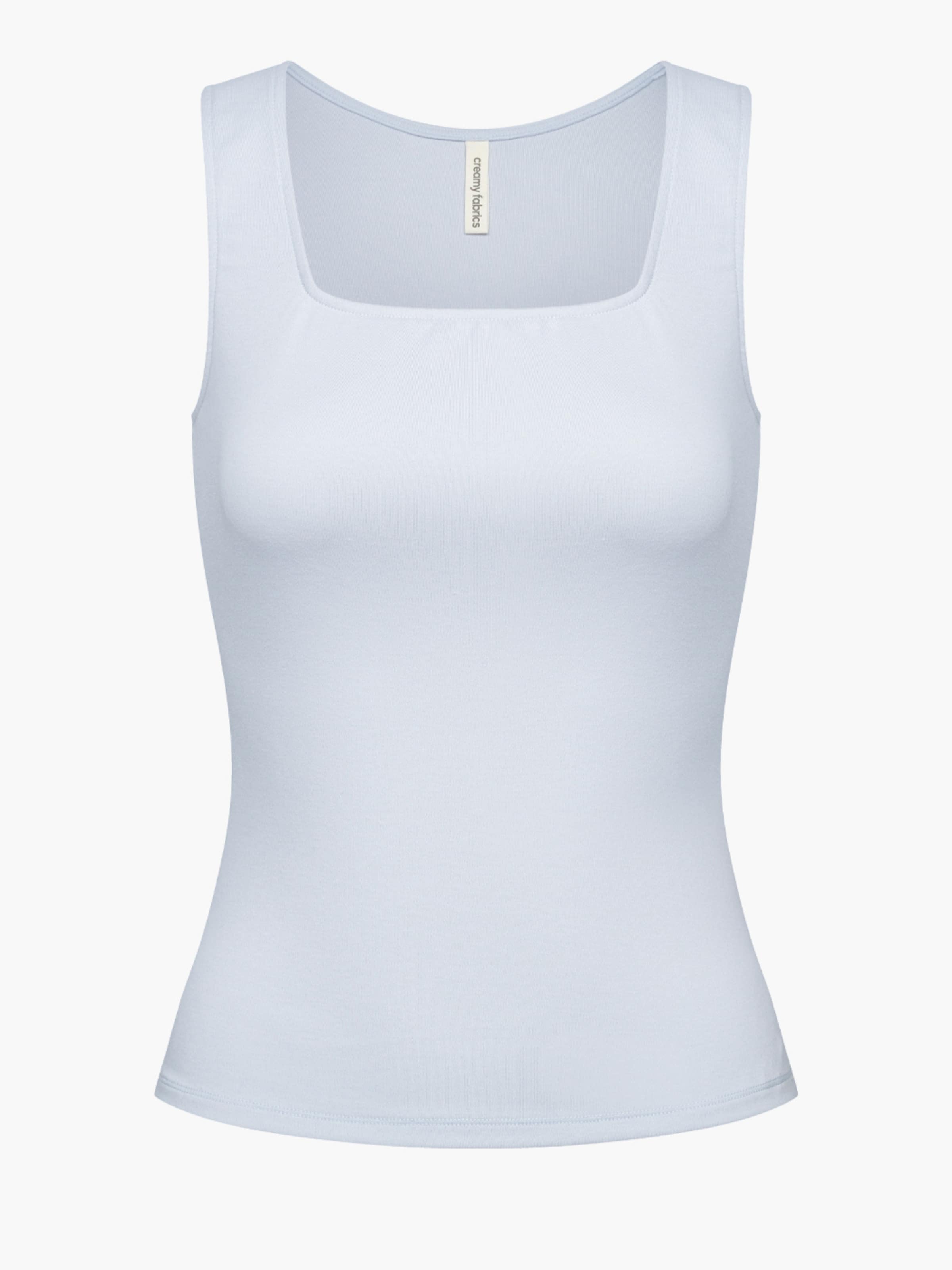 cfab (formerly creamy fabrics) Topp 'Cotton Tanktop mit eckigem Ausschnitt' i blå: framsida
