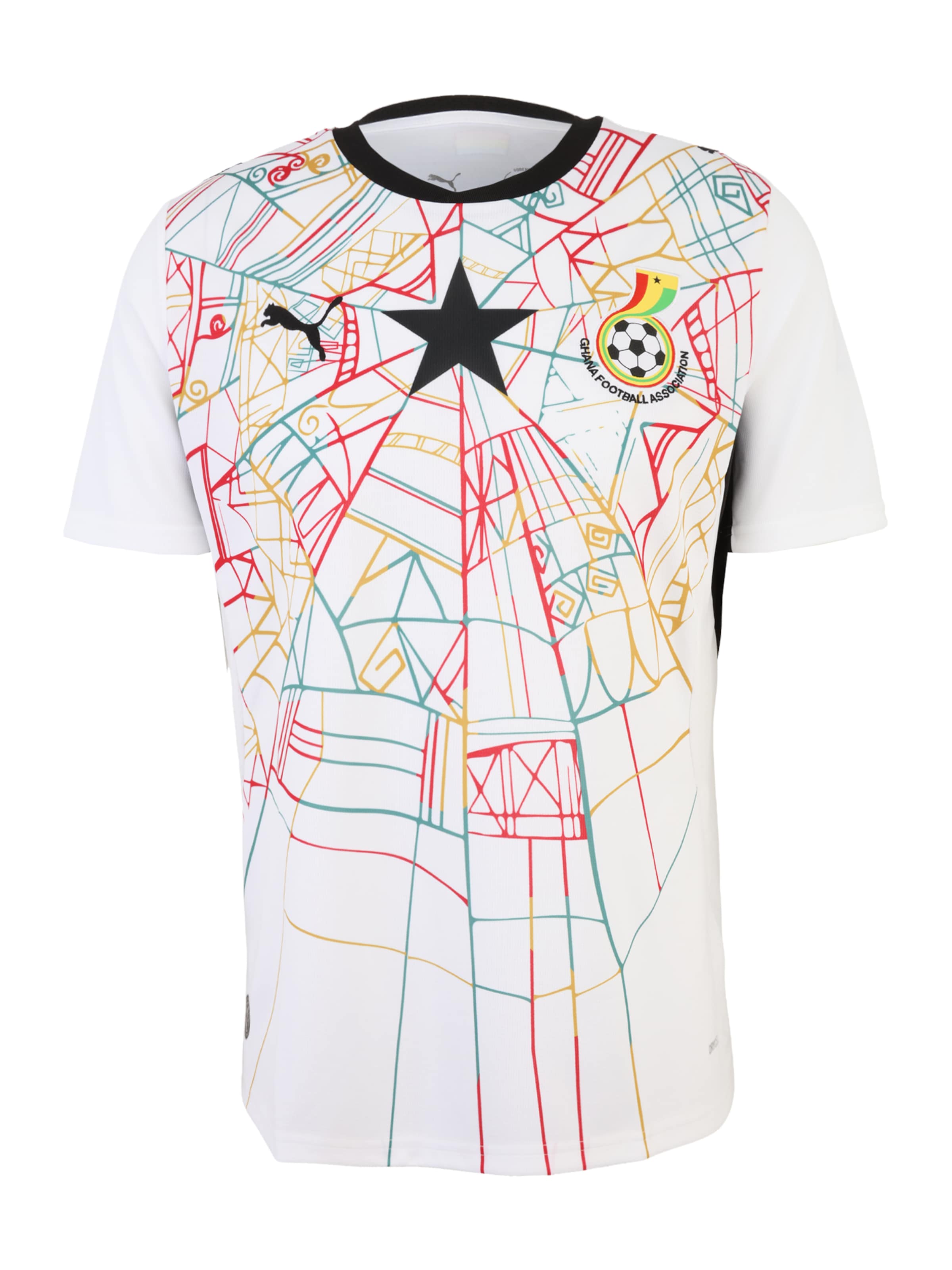 Sportiniai marškinėliai 'GFA Home Jersey Replica' iš PUMA, spalva – tamsiai ruda / kraujo spalva / juoda / balta, Prekių apžvalga