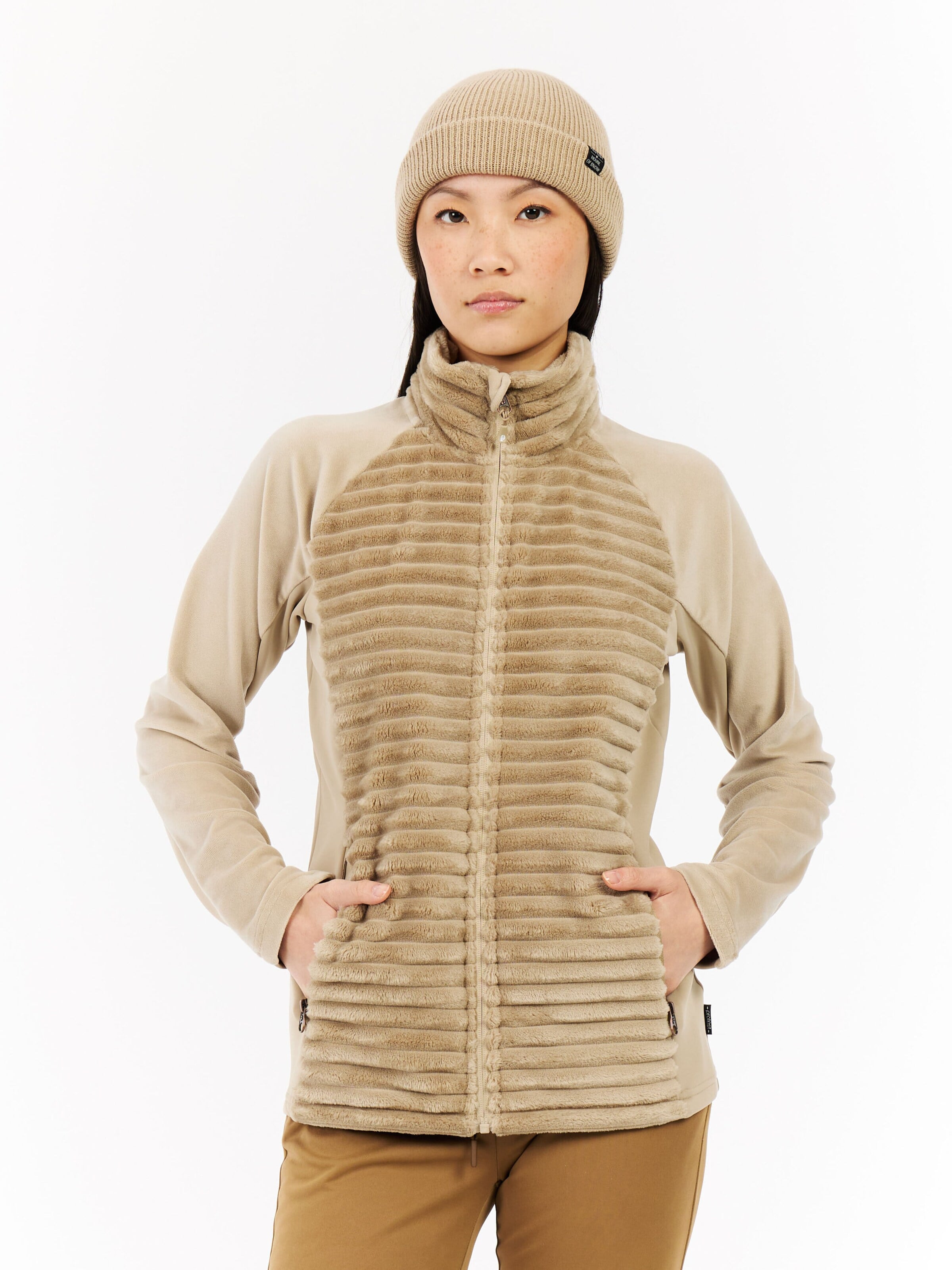 PROTEST Fleece jas 'PRTDELAY' in Bruin: voorkant