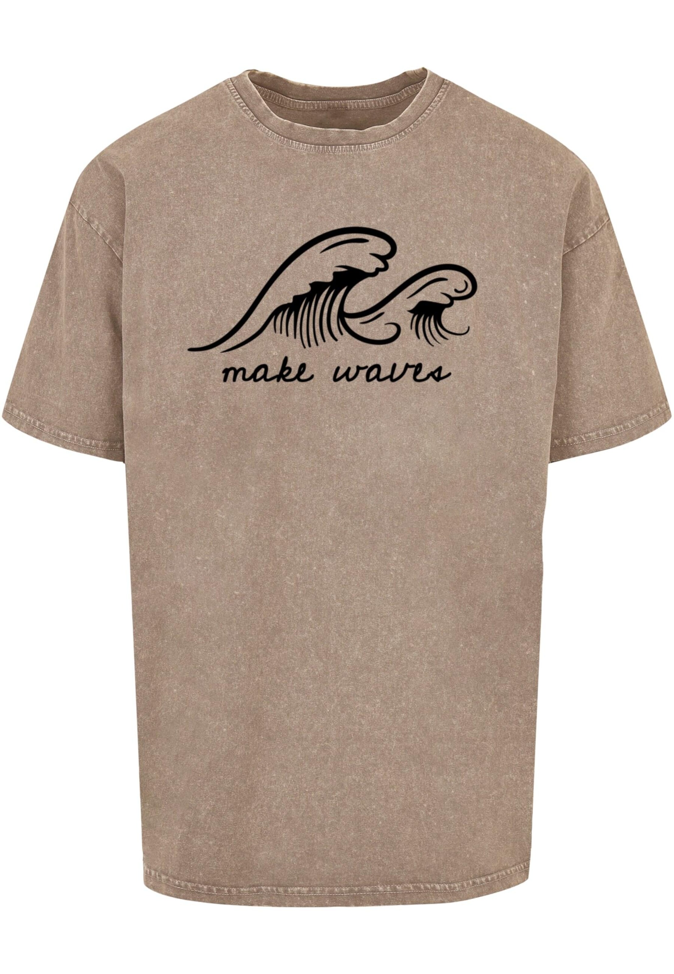 Merchcode Shirt 'Summer - Make waves' in Bruin: voorkant